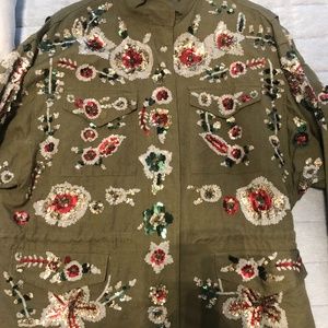 ZARA Embroidered Jacket, M (fits like L)